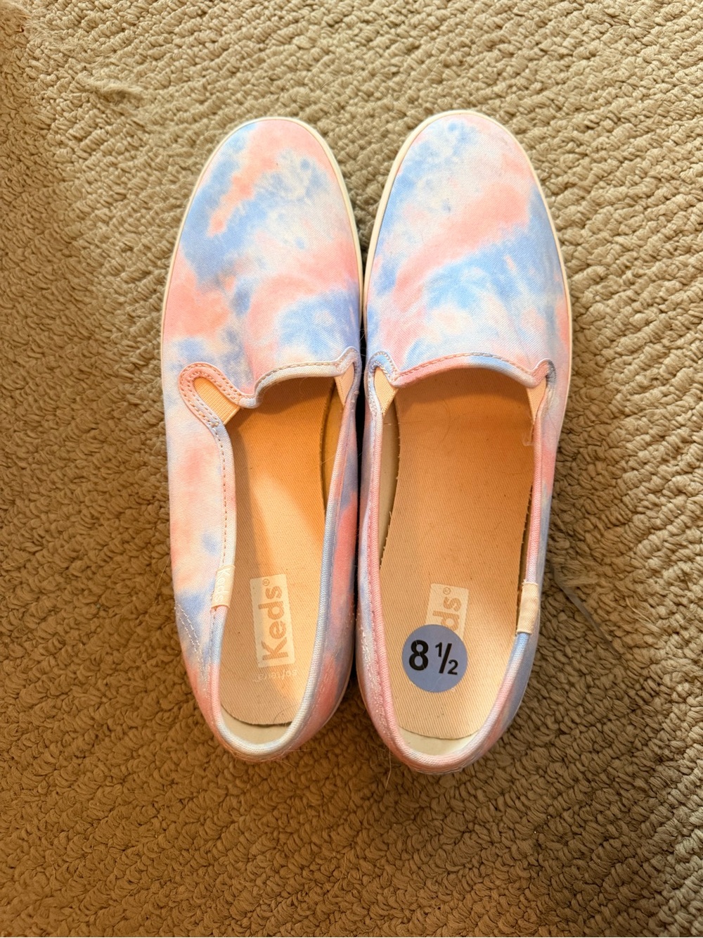NWOT Keds Pastel Tie-Dye Slip-On Sneakers in Pink and Blue